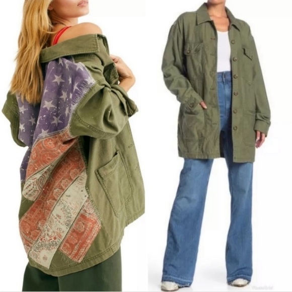 Free People Patriotic Spruce USA American Flag
Boho Patchwork Coat Jacket - Picture 6 of 7